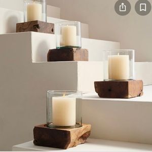 SOLD Pottery Barn Hurricane Candle Holders NEW set of 2